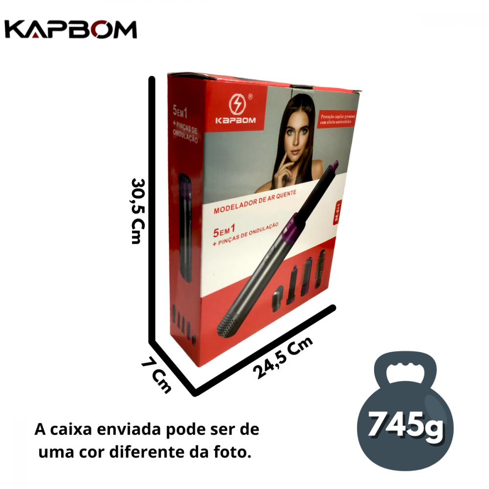 Escova Modeladora e Alisadora de Ar Quente 5 Em 1 Kapbom DJ-055