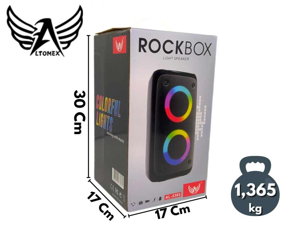 Caixa de som LED Bluetooth Entrada Microfone P10 Altomex AL-3303