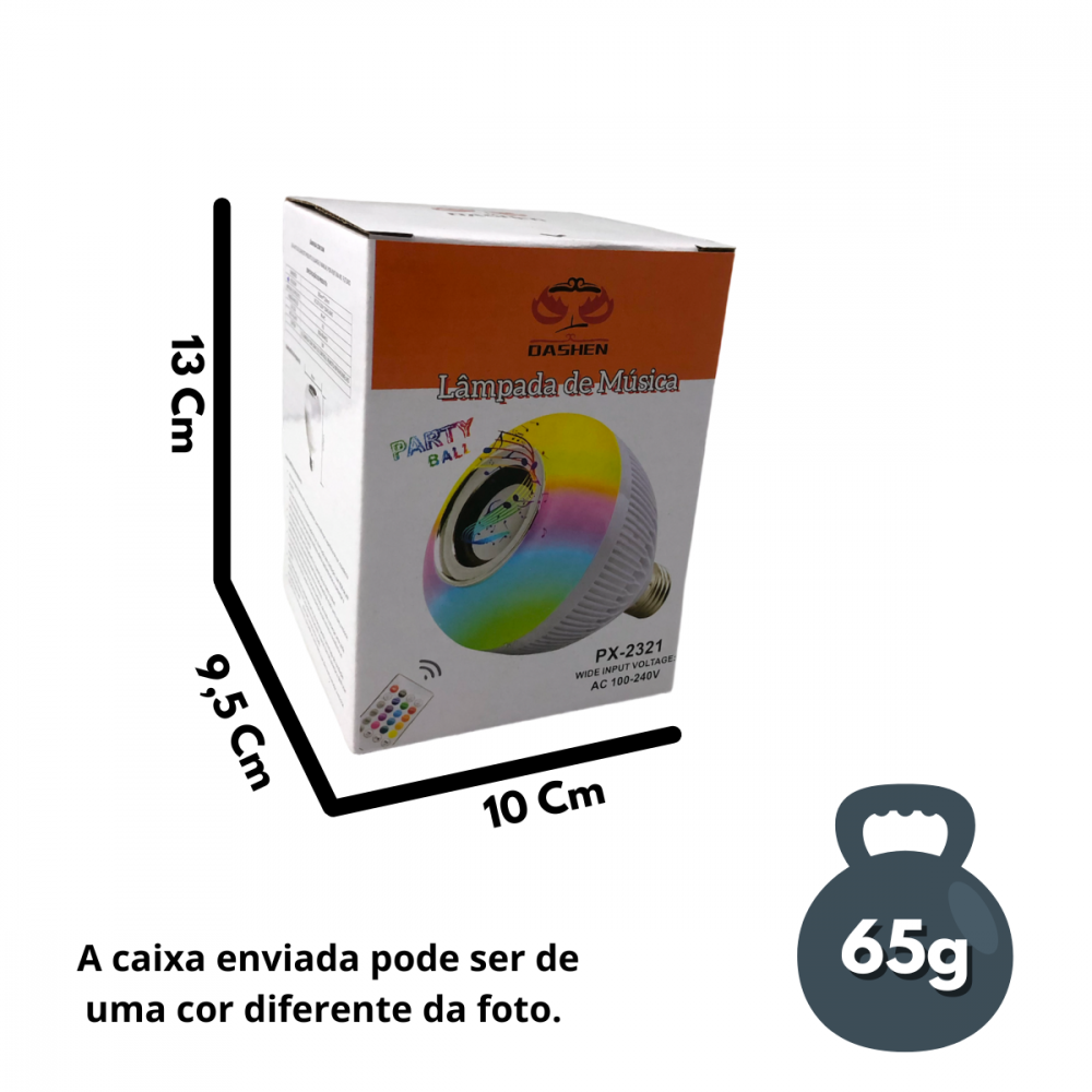 Lâmpada Caixa de Som Led Rgb Bluetooth + Controle Remoto PX-2321