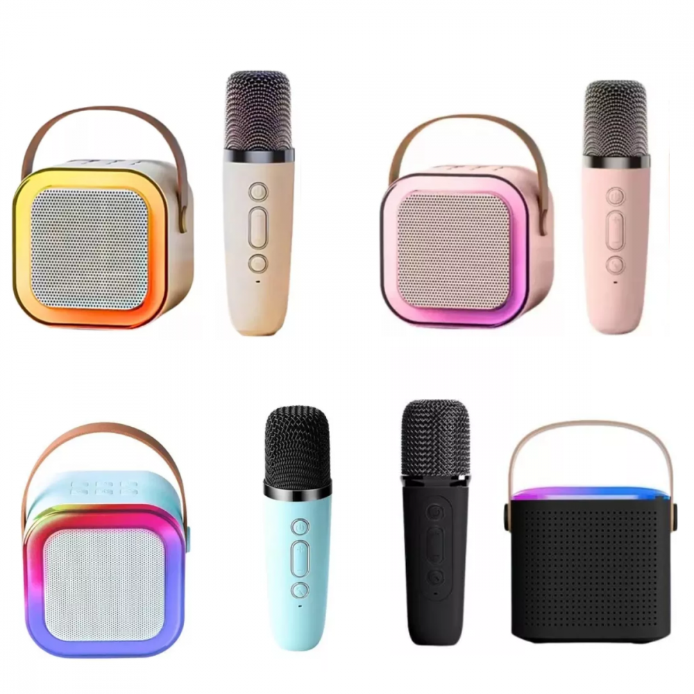 Caixa de Som Bluetooth Karaokê Portátil LED Com Microfone Kapbom K12