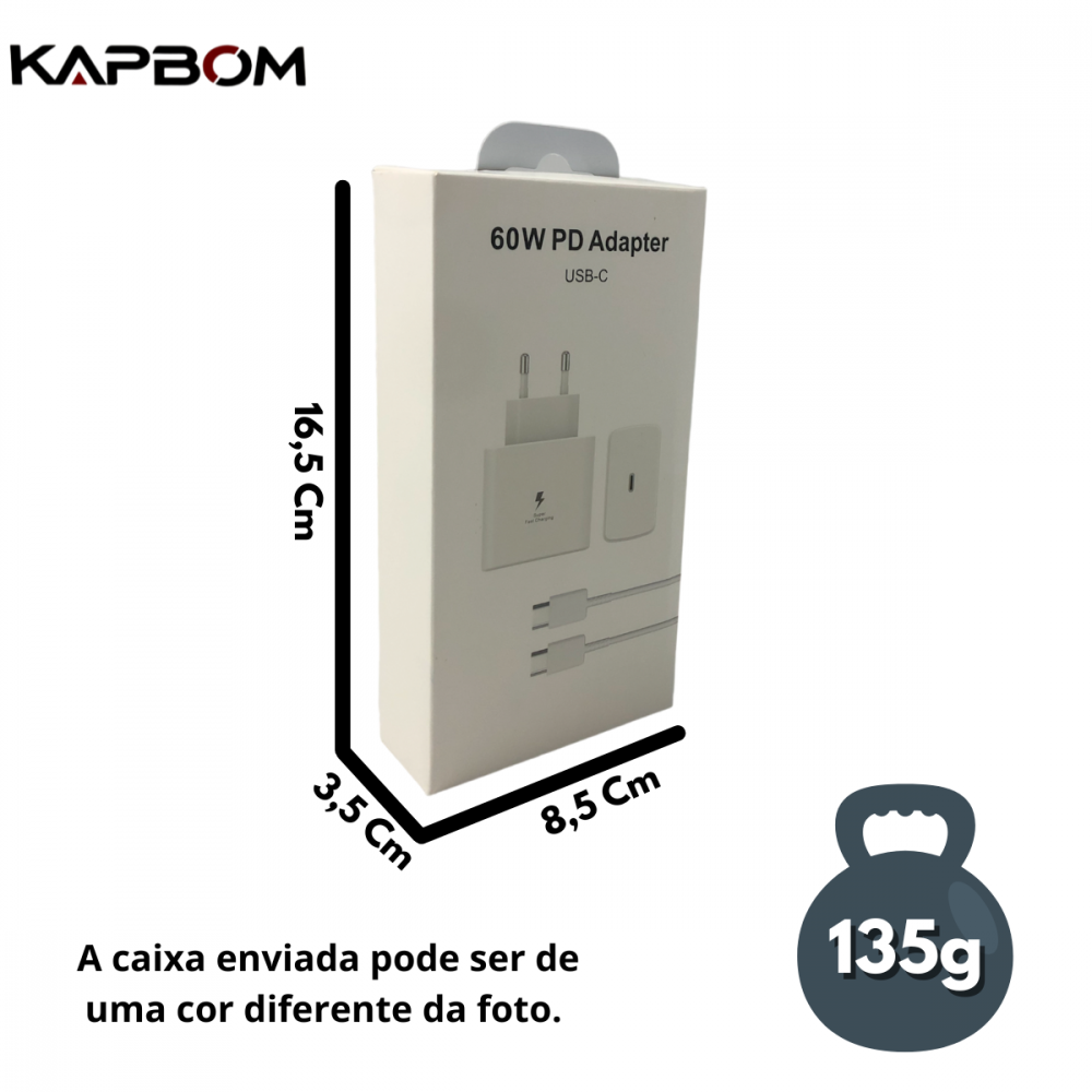 Carregador Completo Super-Rápido USB-C 60W Kapbom KA-5599