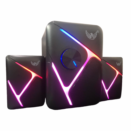 001 - Caixa de Som Alto Falante Subwoofer RGB Computador Notebook P2 USB Bluetooth Altomex AL-3866