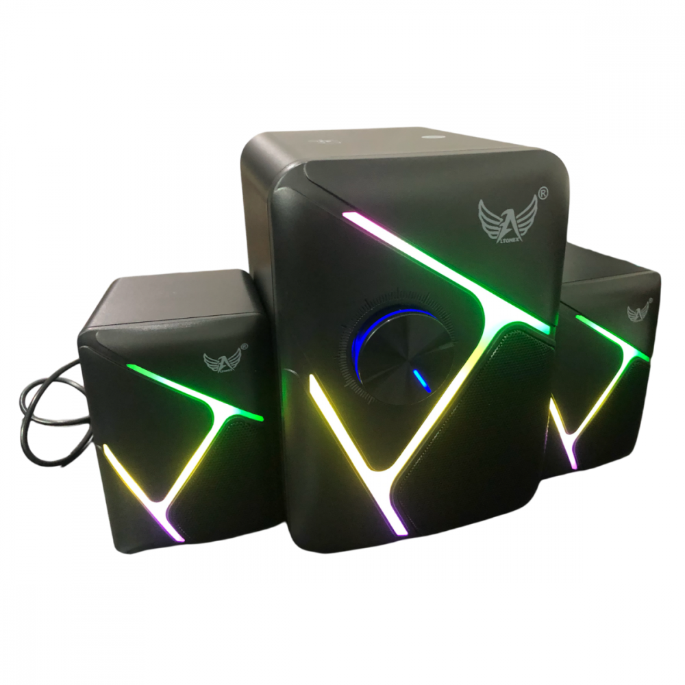 001 - Caixa de Som Alto Falante Subwoofer RGB Computador Notebook P2 USB Bluetooth Altomex AL-3866