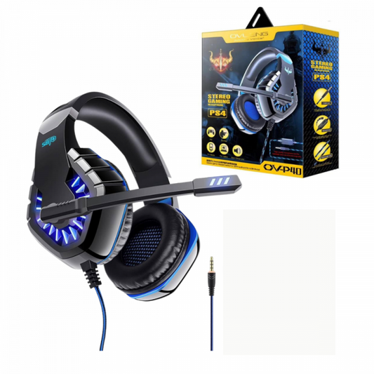 Fone Gamer LED Com Microfone Rotativo OVLENG OV-P40 (Disponível somente Preto e Vermelho)