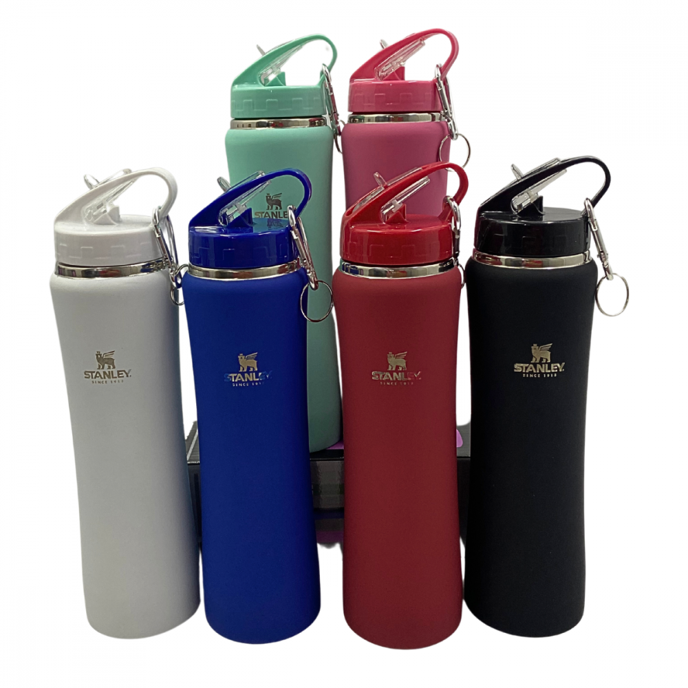 Garrafa Squeeze Aço Inox Academia com Canudo 600 ml Logo Stan.
