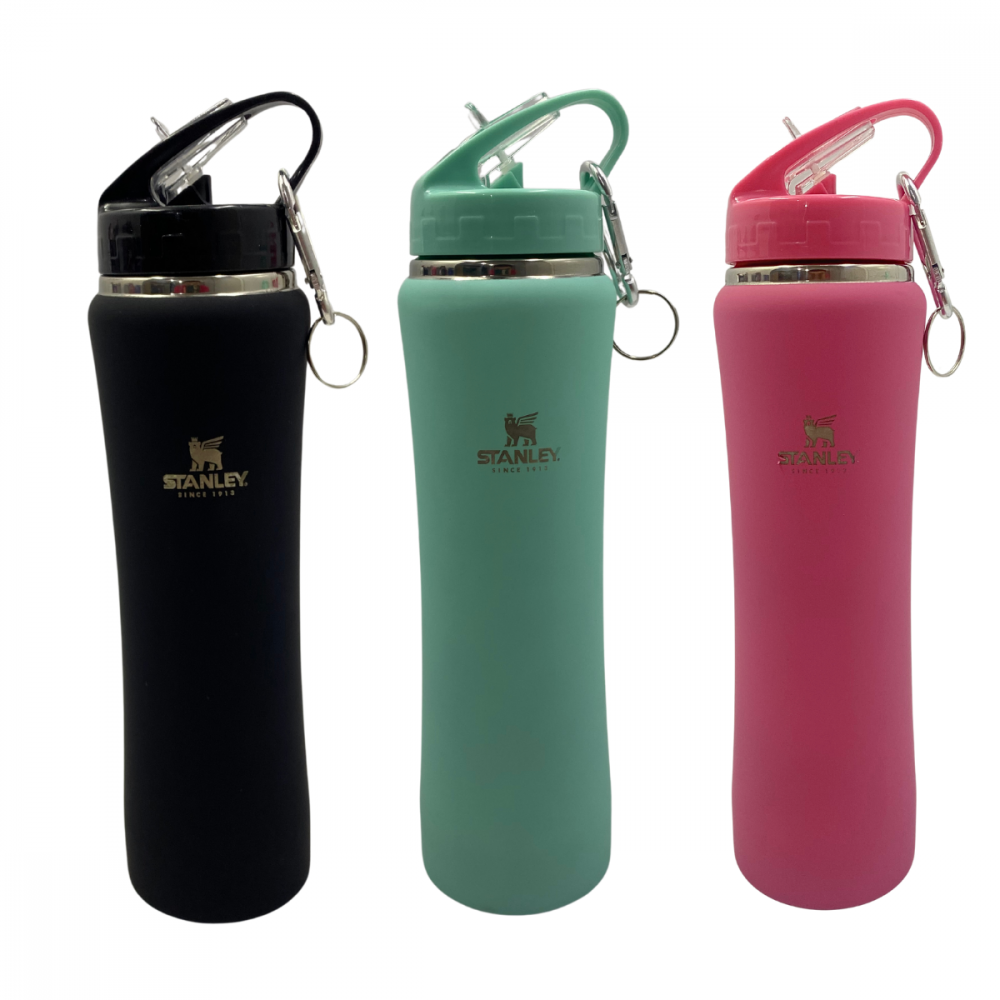 Garrafa Squeeze Aço Inox Academia com Canudo 600 ml Logo Stan.
