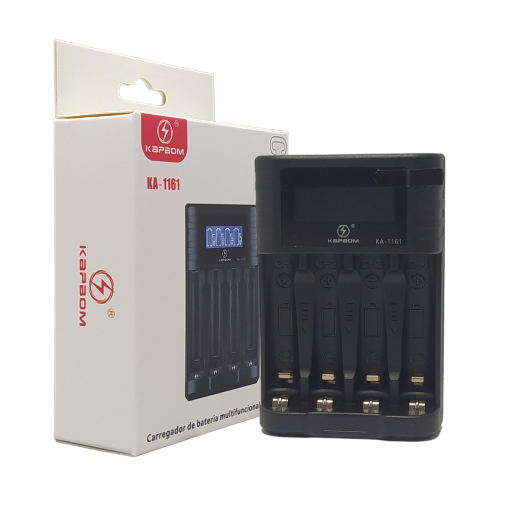 Carregador de Pilhas com LED Kapbom KA-1161