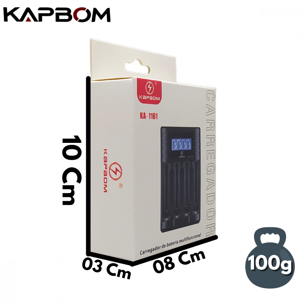 Carregador de Pilhas com LED Kapbom KA-1161
