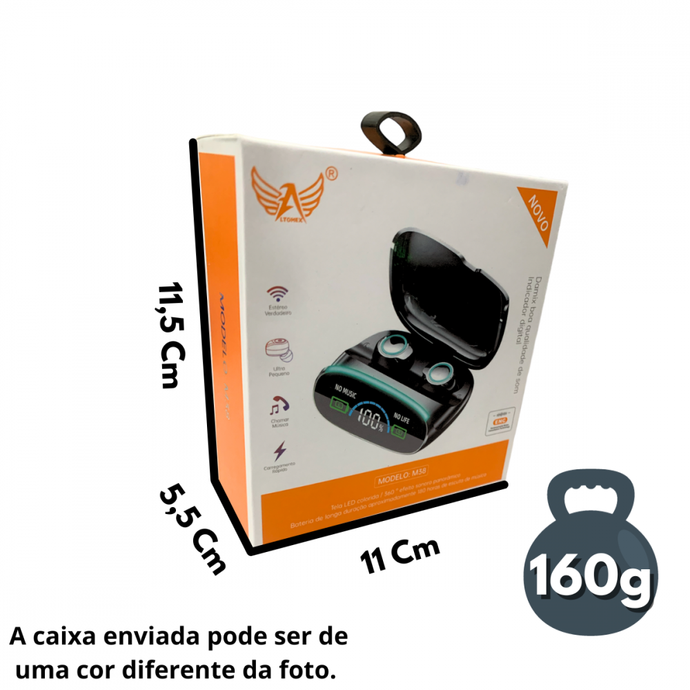 Fone De Ouvido Bluetooth 5.2 Case Visor Digital Altomex M38