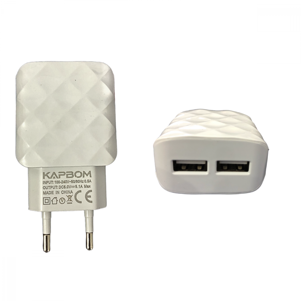 Carregador Completo 2 Portas Cabo USB Tipo C 5.1A Quick Charger Kapbom KA-372-TY