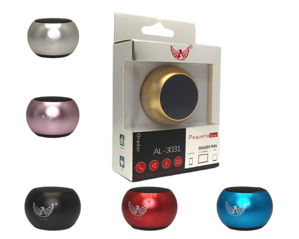 Caixa de som Mini Metal Bluetooth Sem Fio Portátil AL-3031