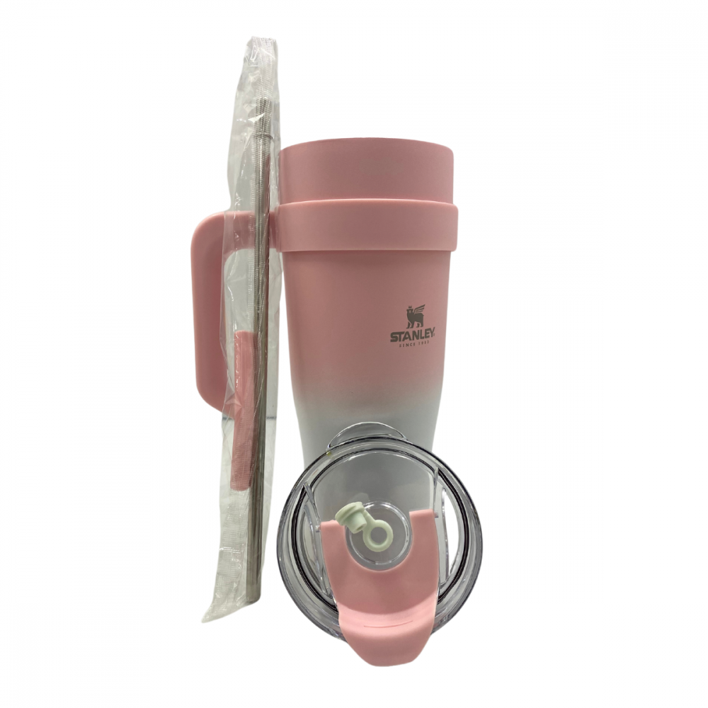 Copo Térmico Garrafa em Aço Inox 1,2 Litros Com Tampa e Canudo Logo Stan(Cor Rosa, Pink - Esgotado)