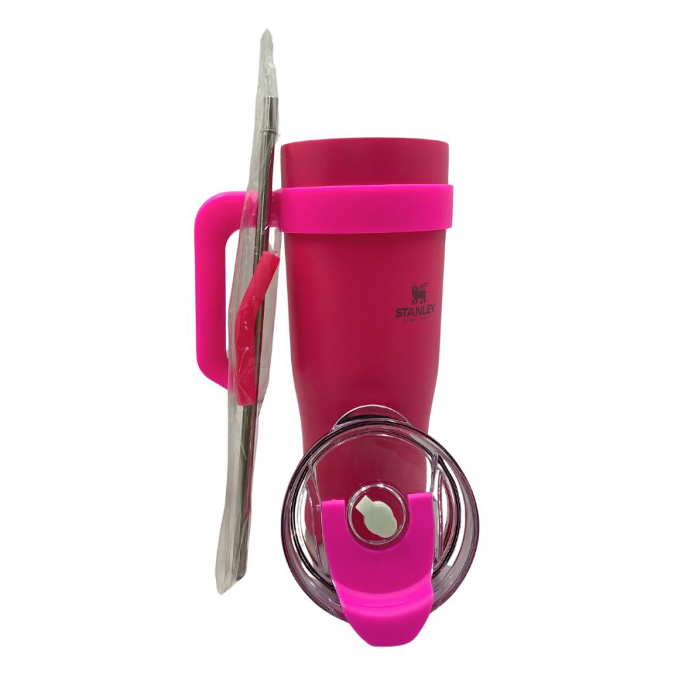Copo Térmico Garrafa em Aço Inox 1,2 Litros Com Tampa e Canudo Logo Stan(Cor Rosa, Pink - Esgotado)