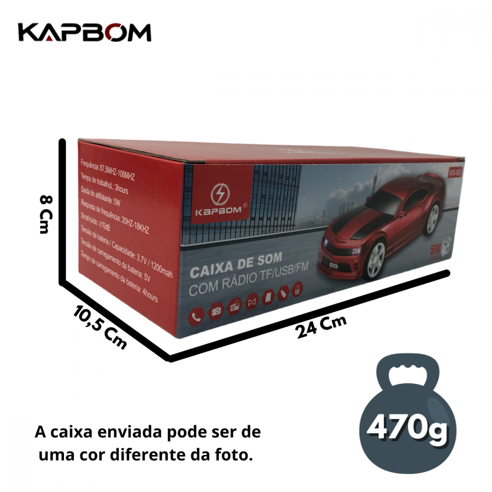 Caixinha Som Portátil Camaro Rádio Bluetooth WS-592 (Disponível somente Branco e Amarelo)