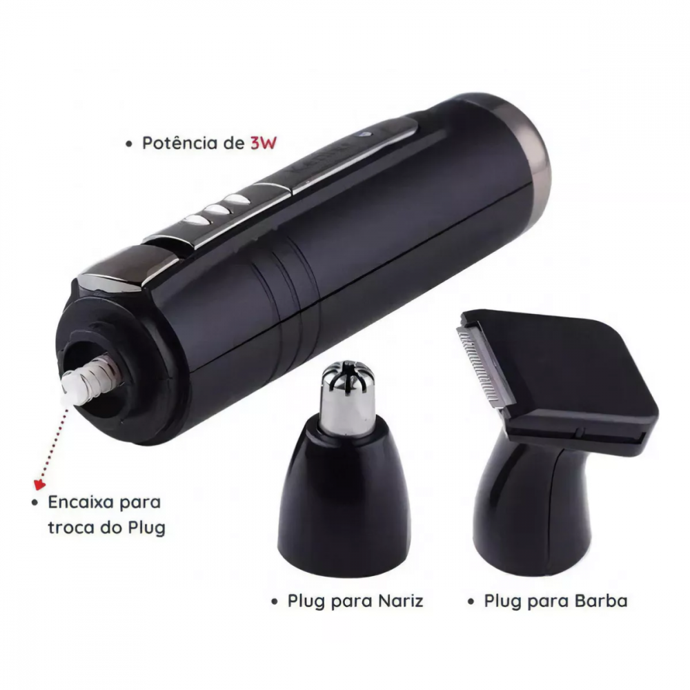 Máquina Aparador Tirar Pelos Nariz Barba Cabelo Profissional Kemei KM-6511