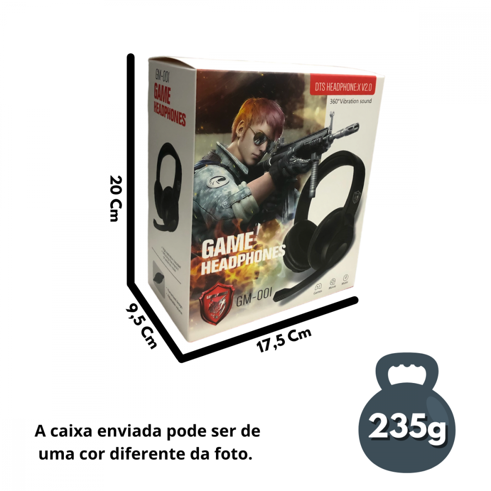 Fone Headset Gamer Wired Com Microfone Entrada P2 GM-001