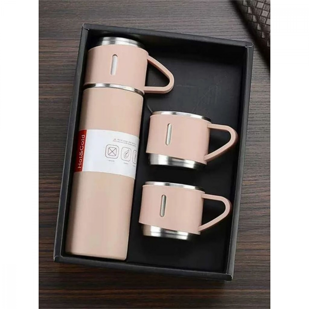 Garrafa Térmica Inox 500ml com 3 Xícaras - Vacuum Flask Set