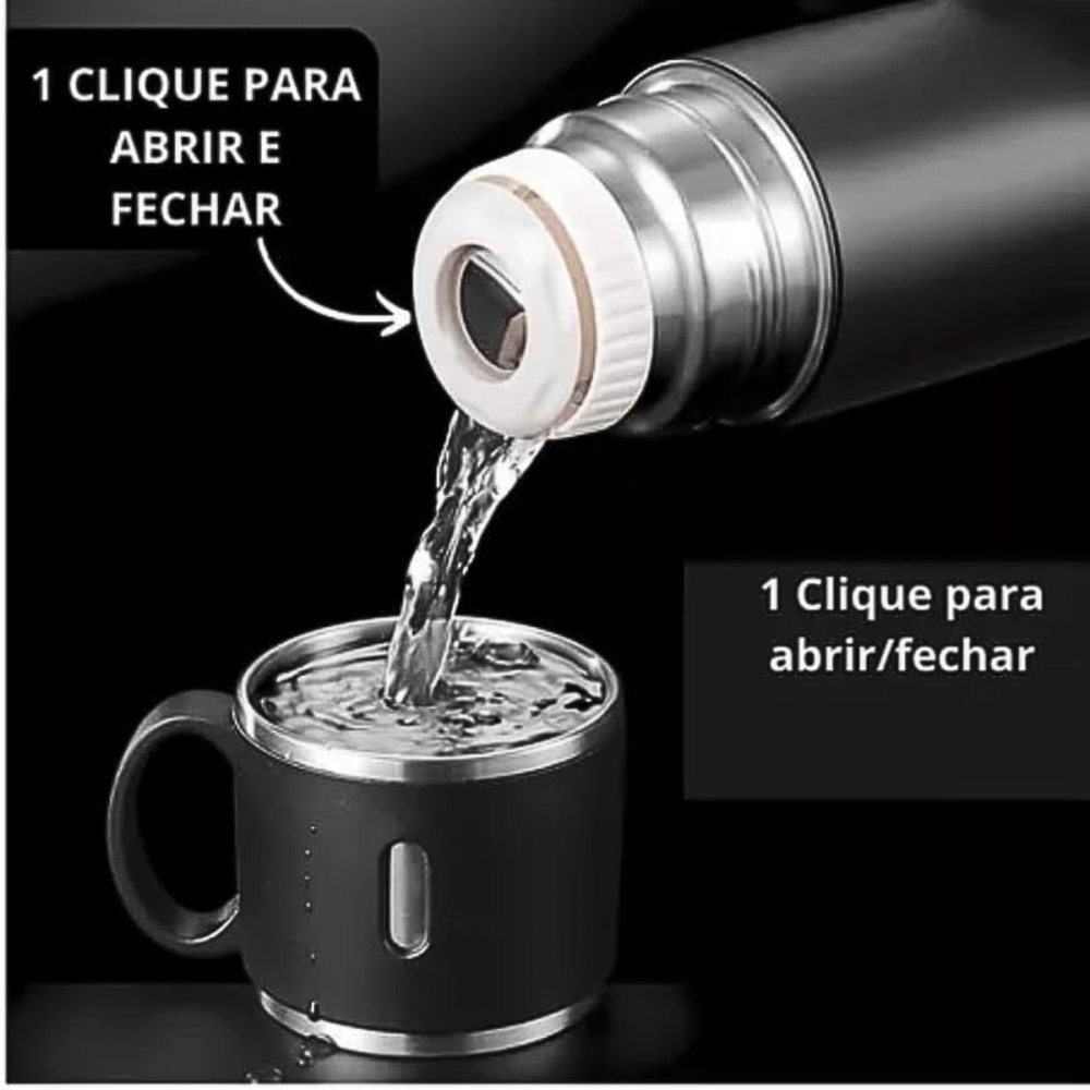 Garrafa Térmica Inox 500ml com 3 Xícaras - Vacuum Flask Set