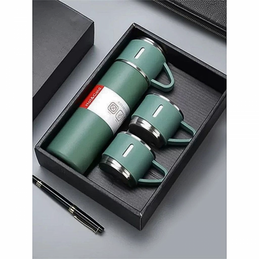 Garrafa Térmica Inox 500ml com 3 Xícaras - Vacuum Flask Set
