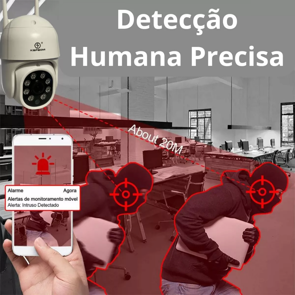 Câmera Inteligente Vigilancia Externa Segurança IP66 Prova D água Infravermelho Wifi Hd Kapbom KA-S068