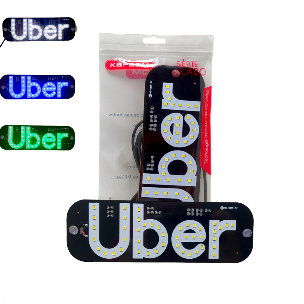 Placa Painel Letreiro Luminoso LED USB Uber Vidro Parabrisa KA-1129 / AL-1138