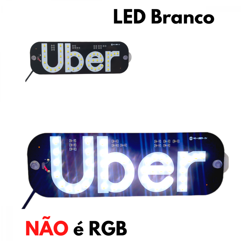 Placa Painel Letreiro Luminoso LED USB Uber Vidro Parabrisa KA-1129 / AL-1138