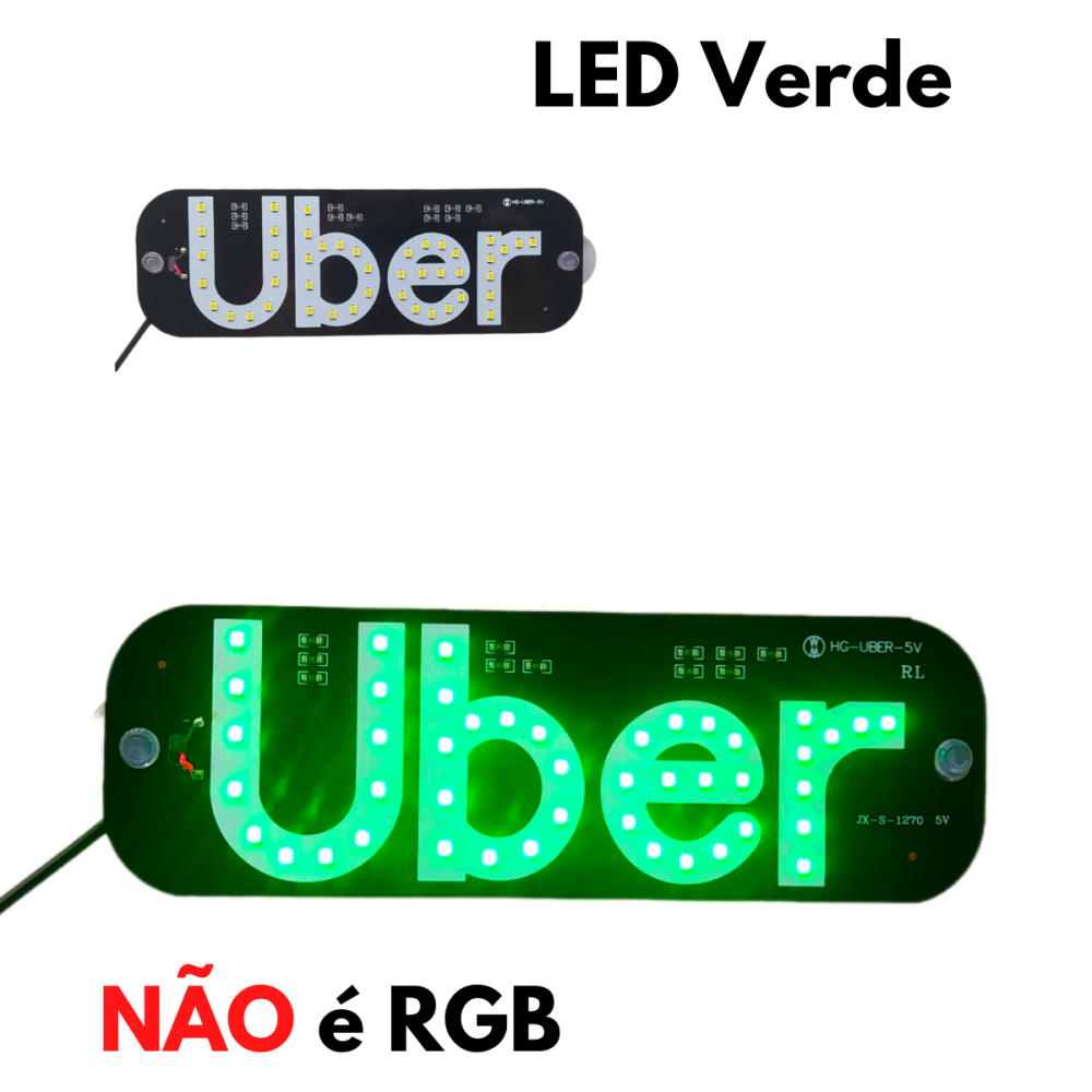 Placa Painel Letreiro Luminoso LED USB Uber Vidro Parabrisa KA-1129 / AL-1138