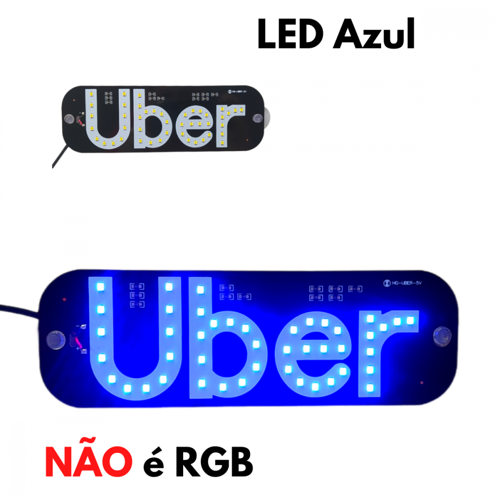 Placa Painel Letreiro Luminoso LED USB Uber Vidro Parabrisa KA-1129 / AL-1138