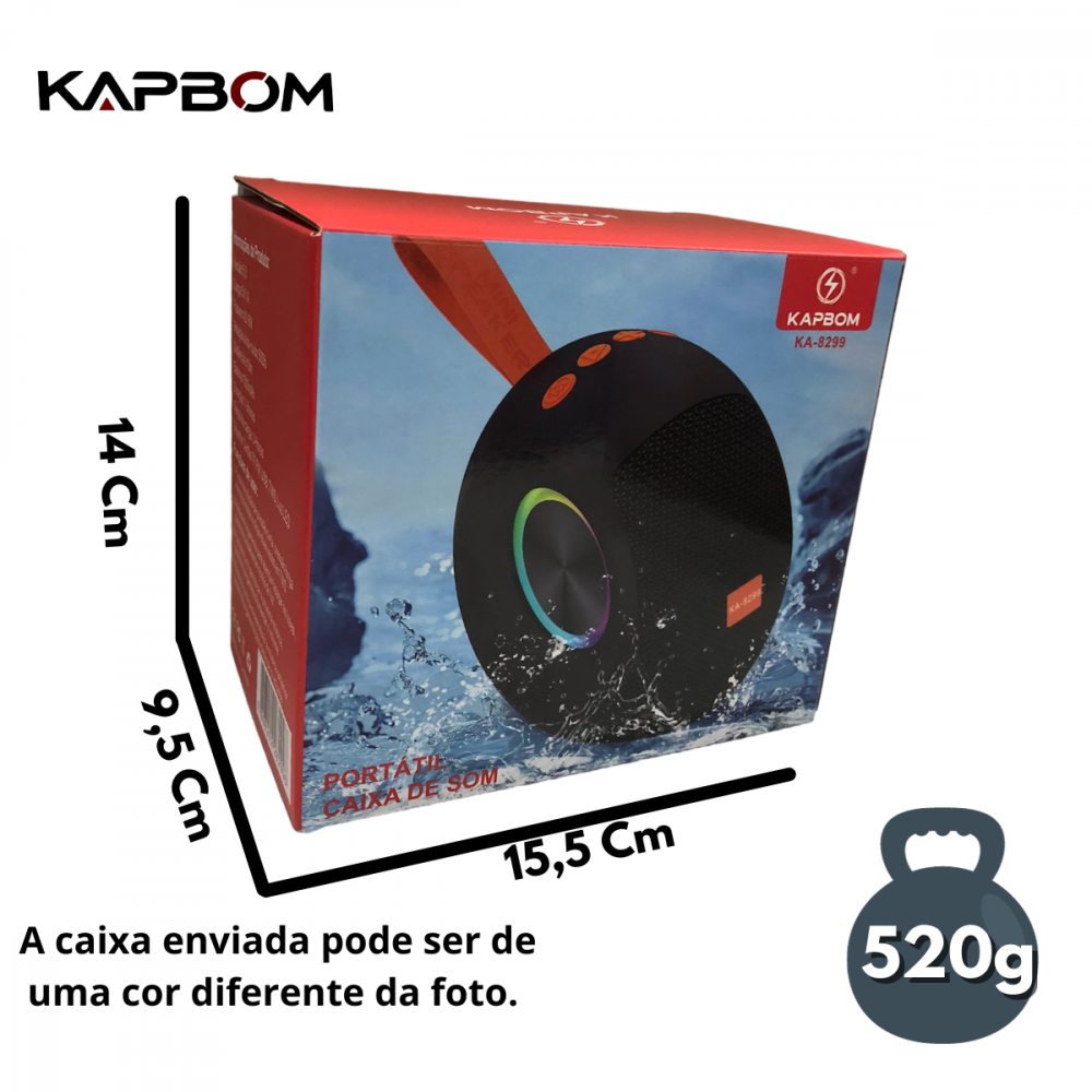 Caixa de Som Portátil Bluetooth 8W Kapbom KA-8299
