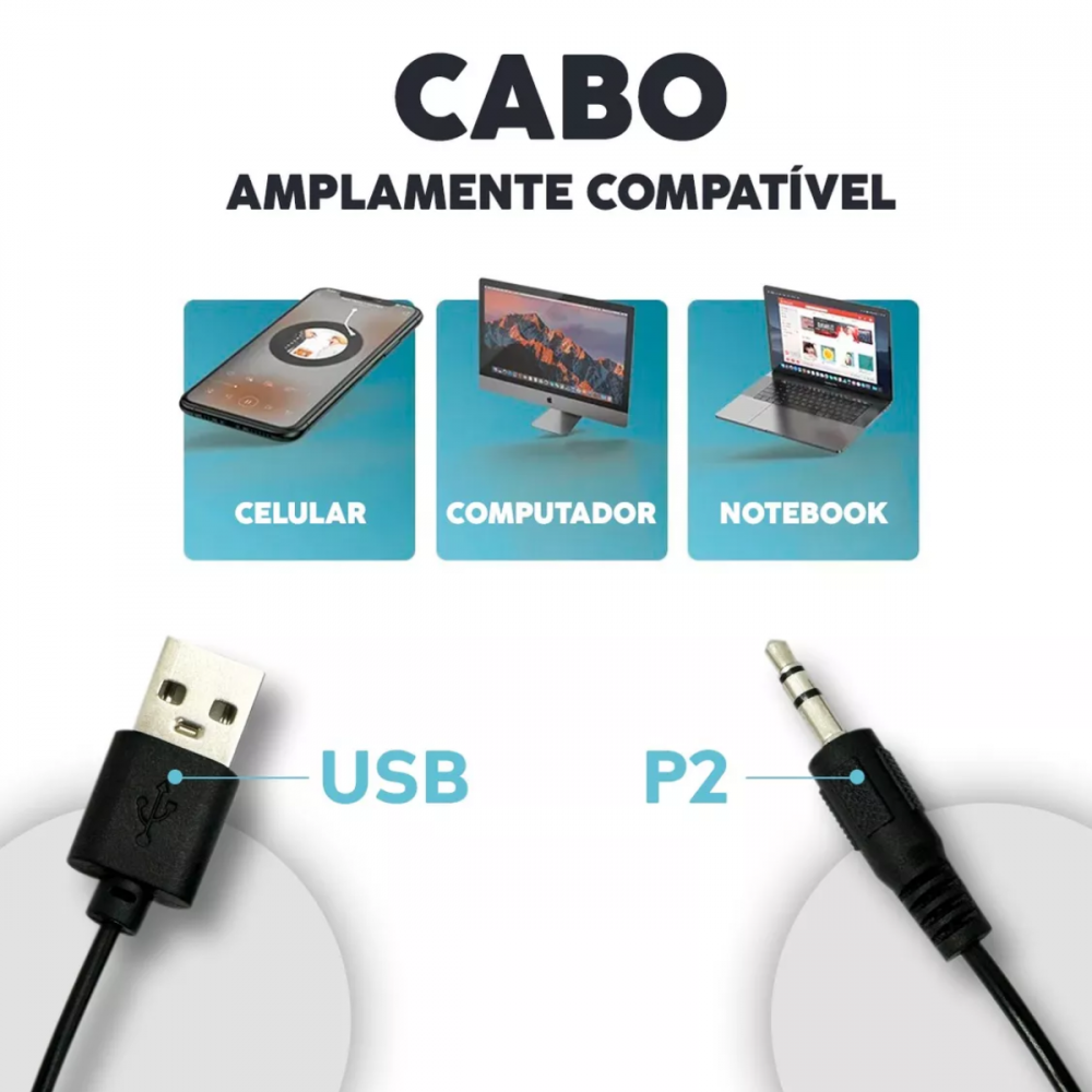 Caixa de Som Soundbar LED Computadores Notebook USB P2 Soundbar Potente LM-989