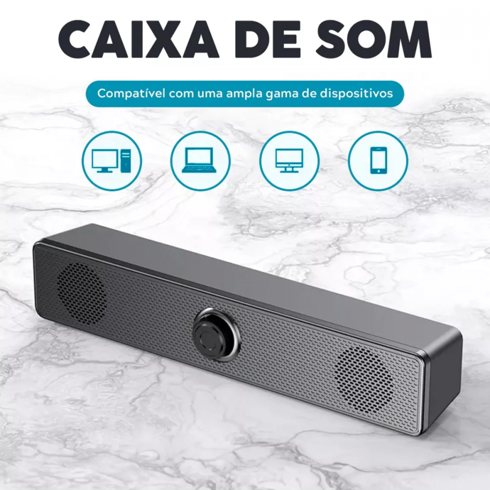 Caixa de Som Soundbar LED Computadores Notebook USB P2 Soundbar Potente LM-989