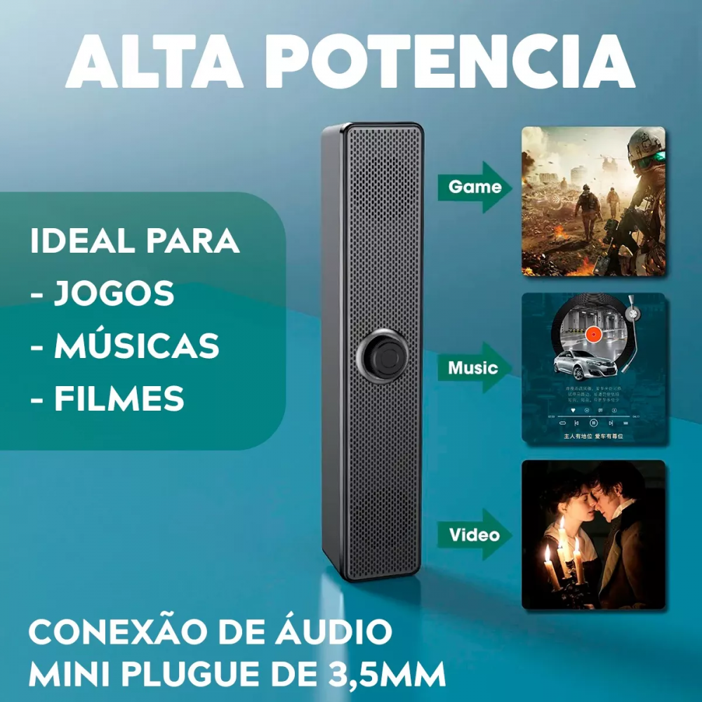 Caixa de Som Soundbar LED Computadores Notebook USB P2 Soundbar Potente LM-989