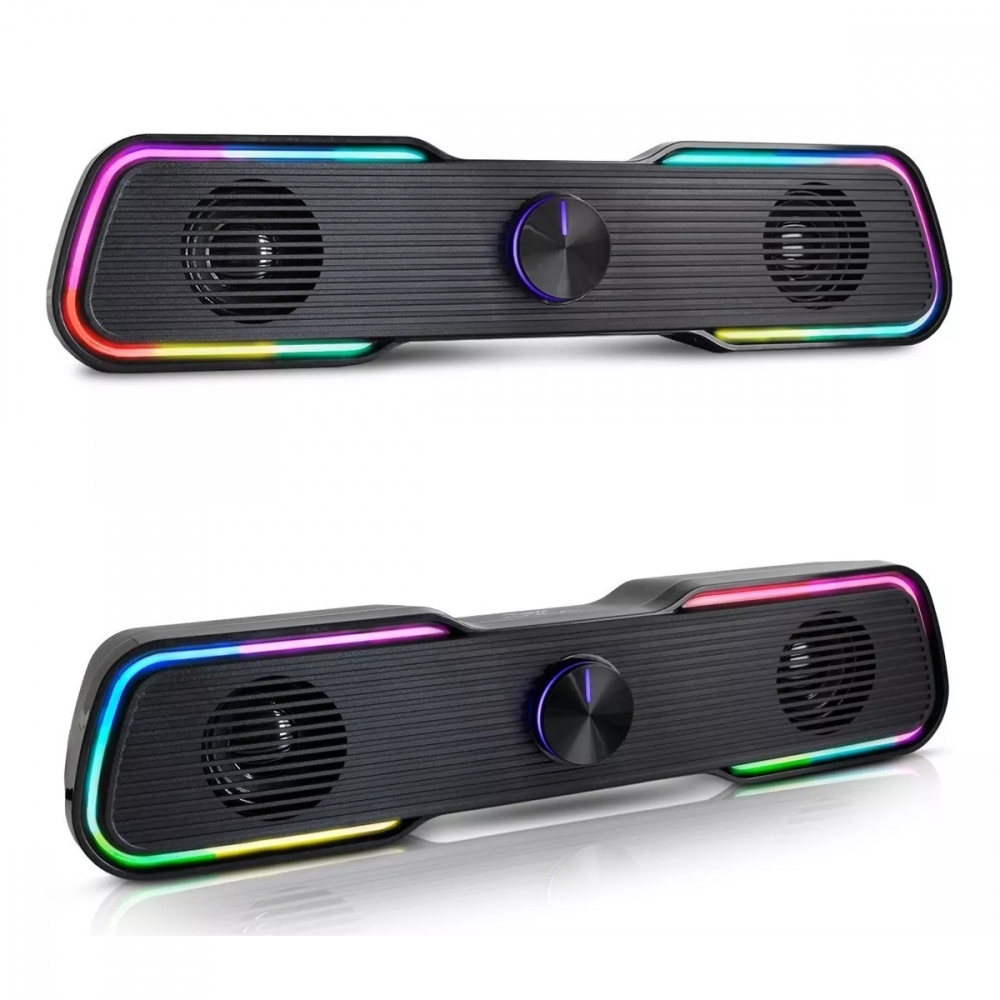 Caixa De Som Soundbar Gamer Computador Tv Notebook Estéreo Led Rgb Altomex AL-3861
