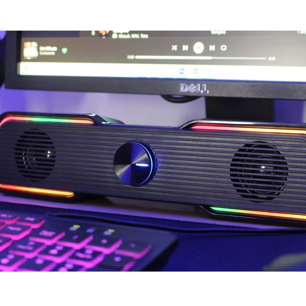 Caixa De Som Soundbar Gamer Computador Tv Notebook Estéreo Led Rgb Altomex AL-3861