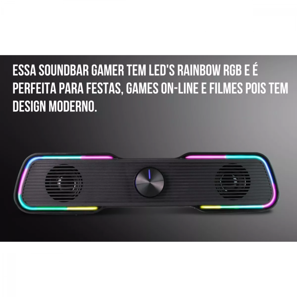 Caixa De Som Soundbar Gamer Computador Tv Notebook Estéreo Led Rgb Altomex AL-3861
