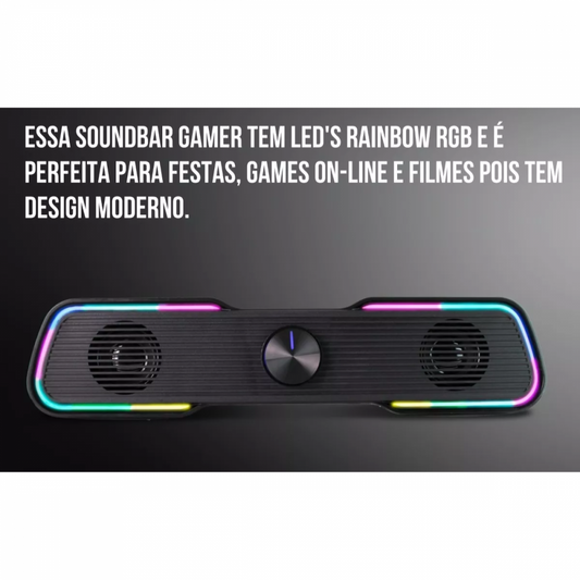 Caixa De Som Soundbar Gamer Computador Tv Notebook Estéreo Led Rgb Altomex AL-3861
