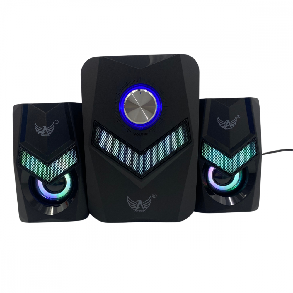Caixa de Som Alto Falante Subwoofer RGB Bluetooth - Computador Notebook P2 USB Altomex AL-3862