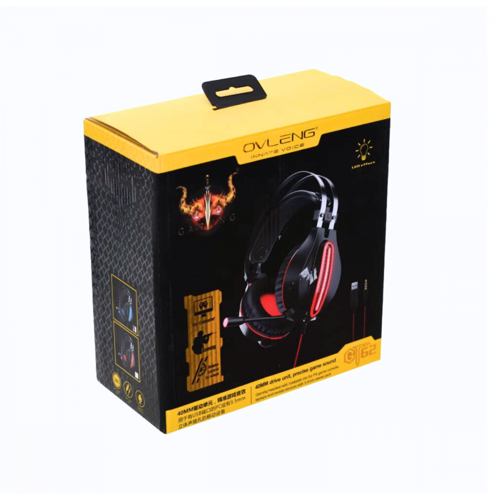 Fone Gamer LED Com Microfone Rotativo OVLENG GT62