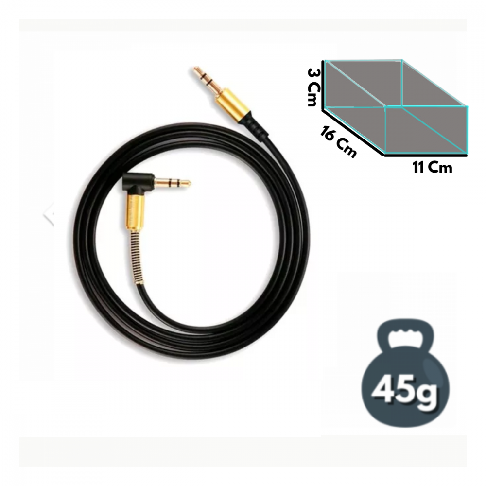 Cabo Auxiliar P2 x P2 90 graus 1 metro Emborrachado Colorido AUX-90