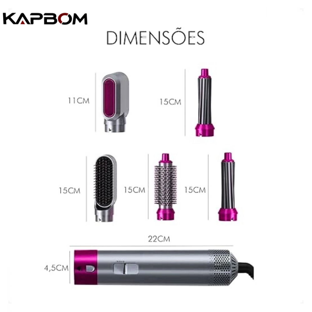 Escova Modeladora e Alisadora de Ar Quente 5 Em 1 Kapbom DJ-055