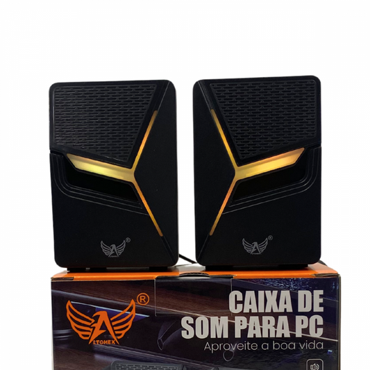 Caixa de Som Alto Falante Subwoofer RGB Computador Notebook P2 USB Bluetooth Altomex AL-3867