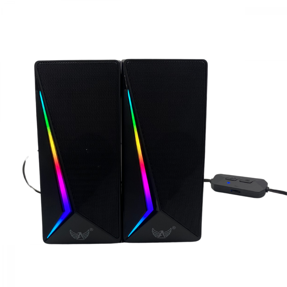 -- Caixa de Som Alto Falante Subwoofer RGB Bluetooth - Computador Notebook P2 USB AL-3868