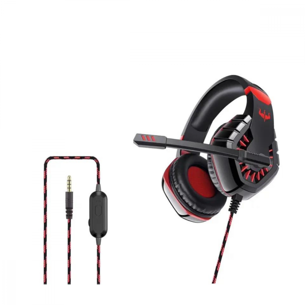 Fone Gamer LED Com Microfone Rotativo OVLENG OV-P40 (Disponível somente Preto e Vermelho)