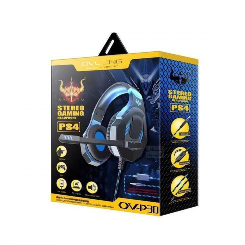 Fone Gamer LED Com Microfone Rotativo OVLENG OV-P40 (Disponível somente Preto e Vermelho)