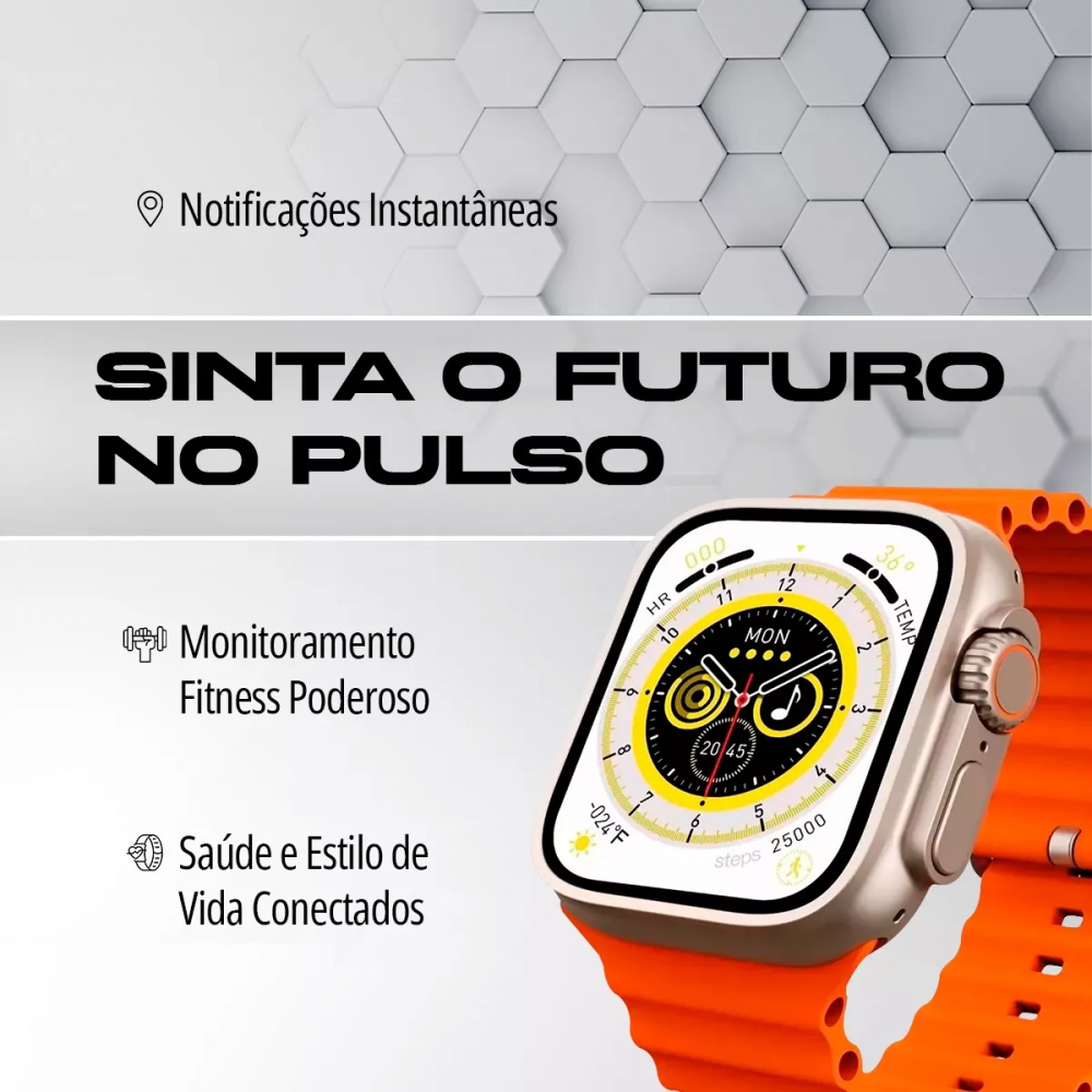 Relógio Inteligente Smartwatch com 02 pulseiras - Amoled NFC Serie X9 Ultra2