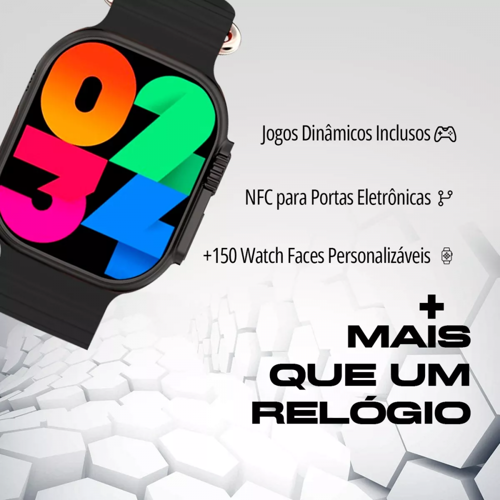 Relógio Inteligente Smartwatch com 02 pulseiras - Amoled NFC Serie X9 Ultra2