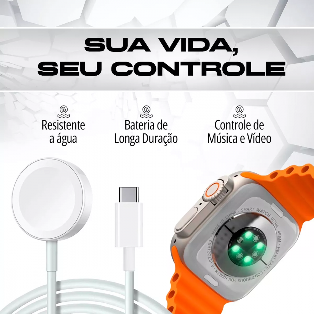 Relógio Inteligente Smartwatch com 02 pulseiras - Amoled NFC Serie X9 Ultra2