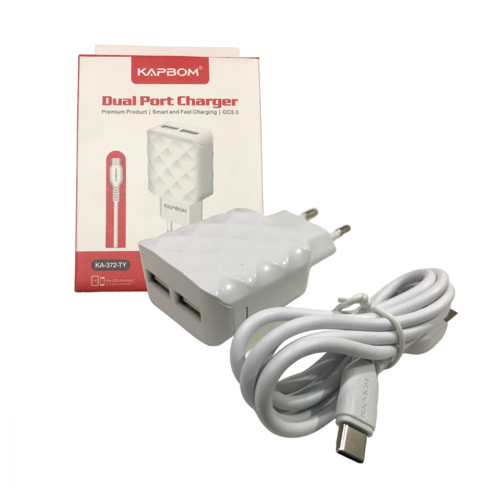 Carregador Completo 2 Portas Cabo USB Tipo C 5.1A Quick Charger Kapbom KA-372-TY