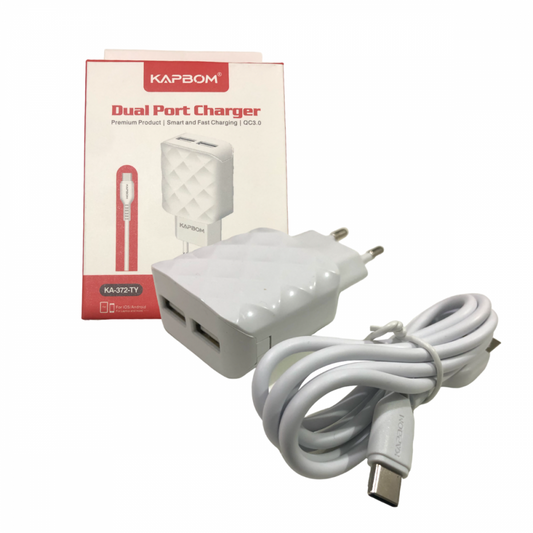 Carregador Completo 2 Portas Cabo USB Tipo C 5.1A Quick Charger Kapbom KA-372-TY